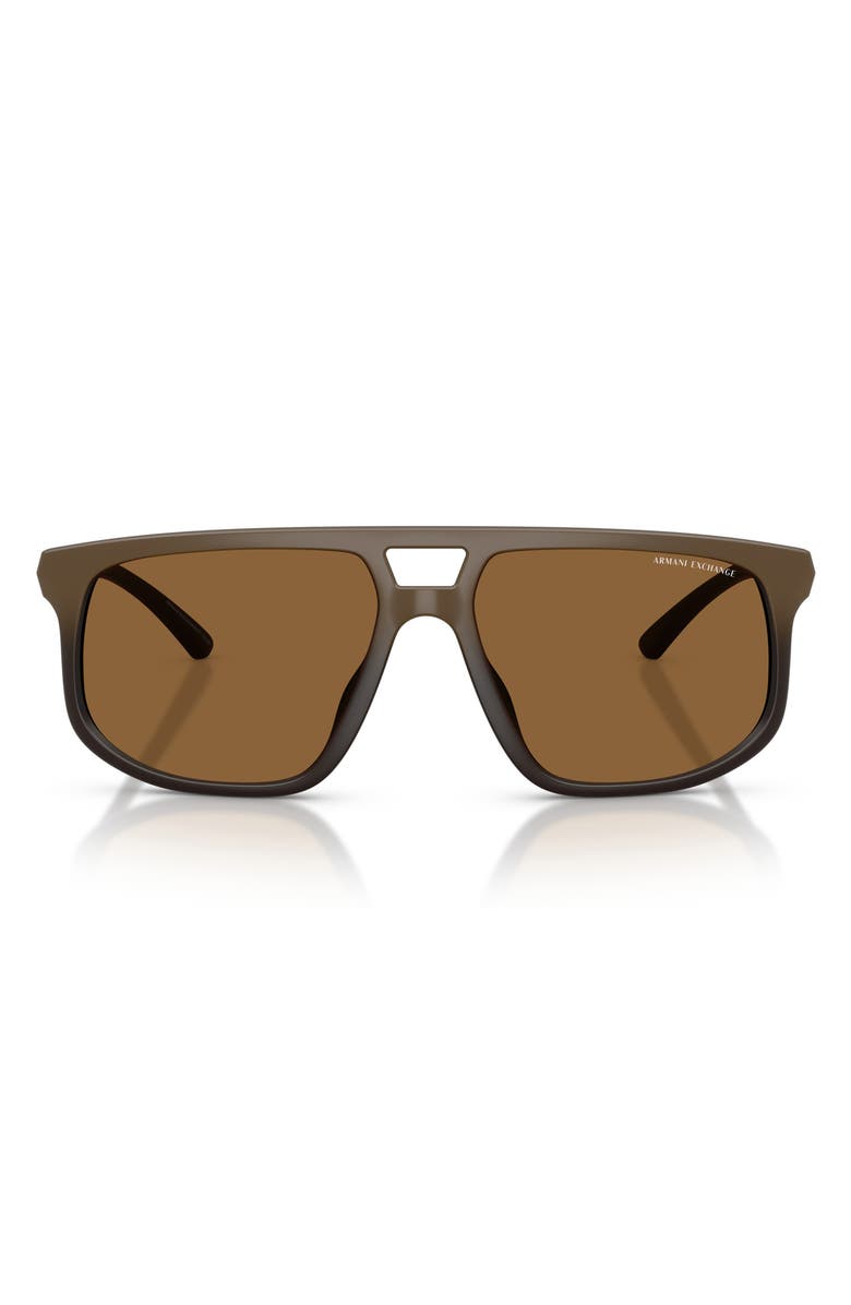 AX Armani Exchange 58mm Pilot Sunglasses, Main, color, Matte Brown / Brown