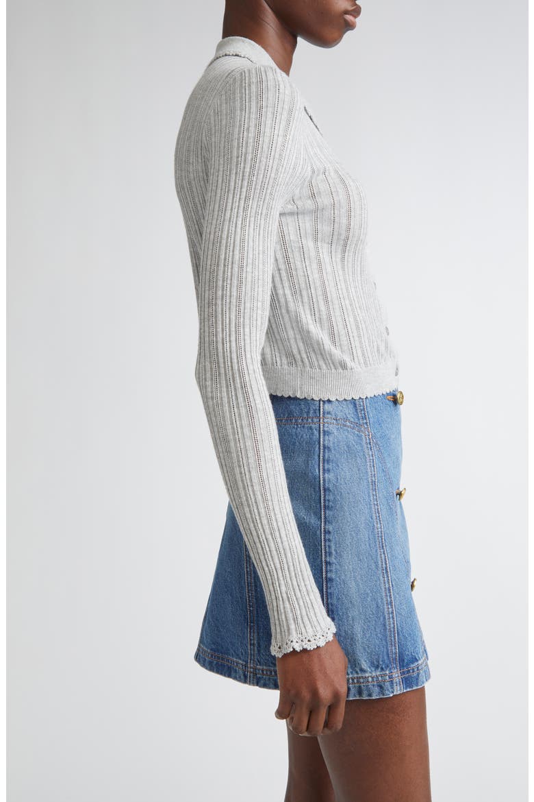 Lottie Pointelle Rib Cardigan, Alternate, color, SLATE