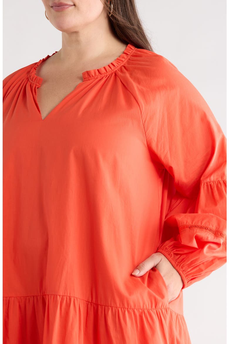 Ivonna Long Sleeve Cotton Shift Dress, Alternate, color, TOMATO RED