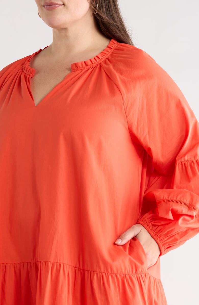 SUGARLIPS Ivonna Long Sleeve Cotton Shift Dress, Alternate, color, Tomato Red