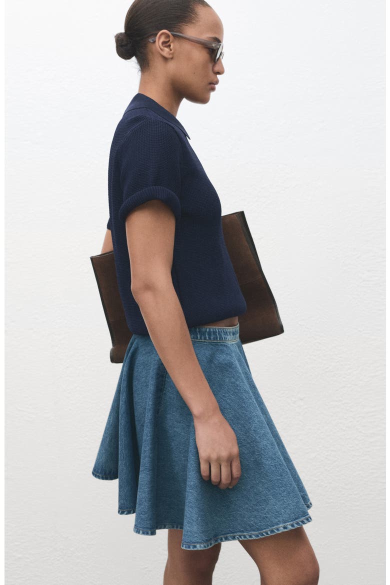 Pleated Denim Skirt, Alternate, color, MEDIUM BLUE