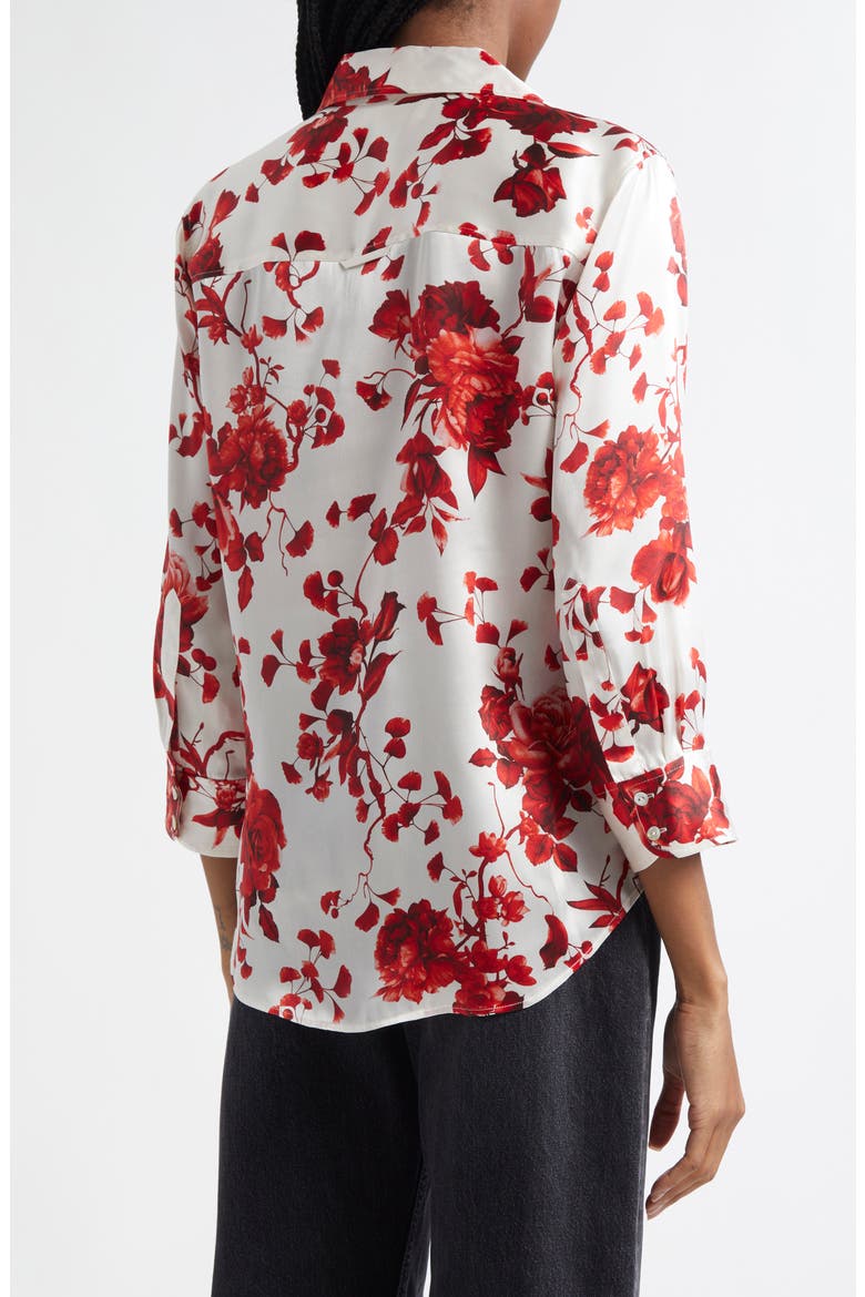 Dani Floral Silk Charmeuse Blouse, Alternate, color, IVORYRED