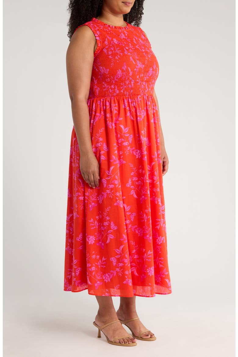 Fia Floral Smocked Sleeveless Maxi Dress, Alternate, color, RED/ PINKS