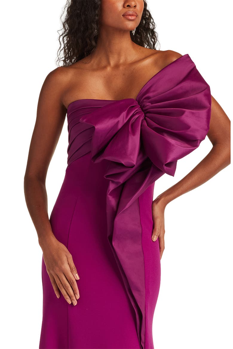 Strapless Bow Taffeta Gown, Alternate, color, MAGENTA
