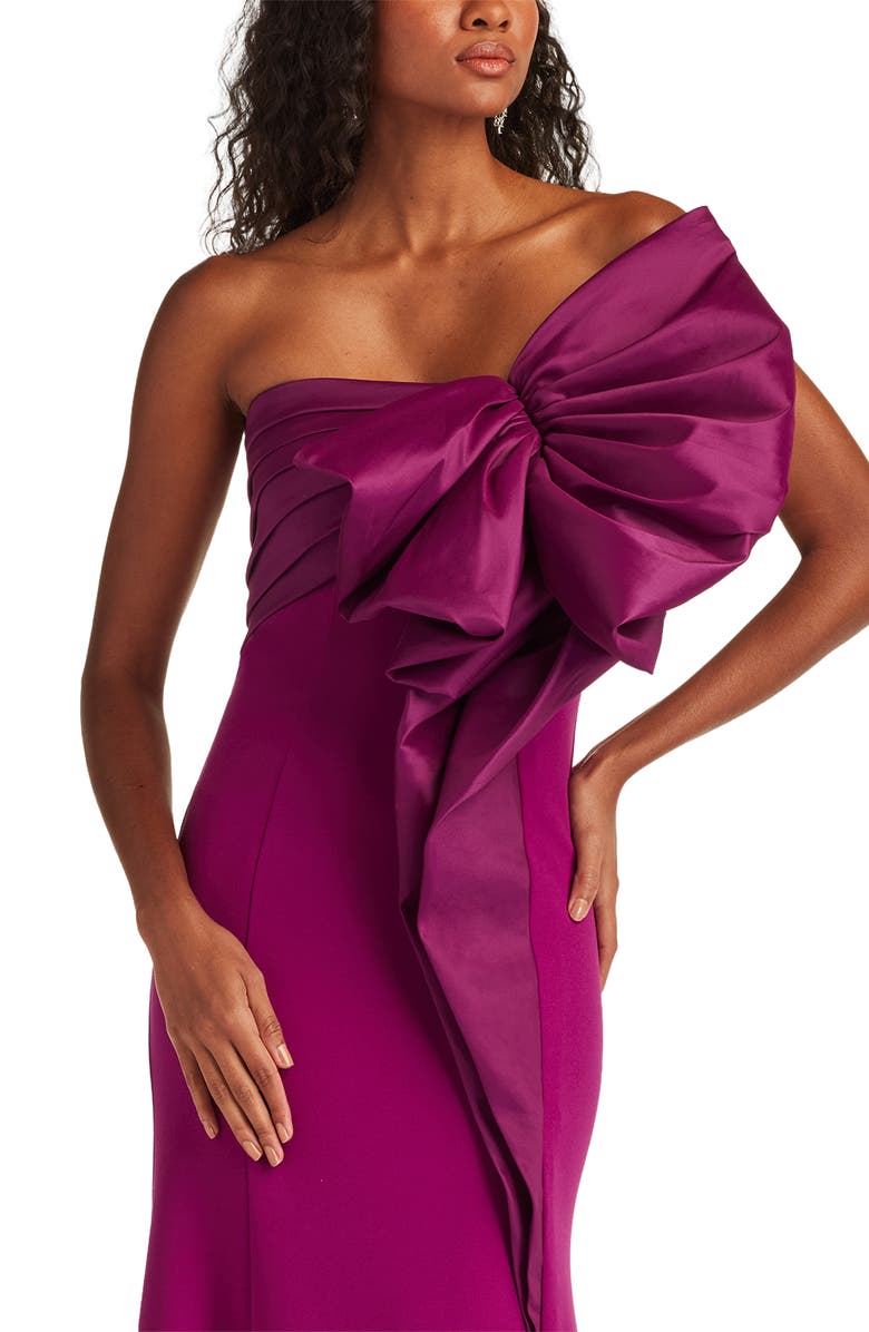 Tadashi Shoji Strapless Bow Taffeta Gown, Alternate, color, Magenta