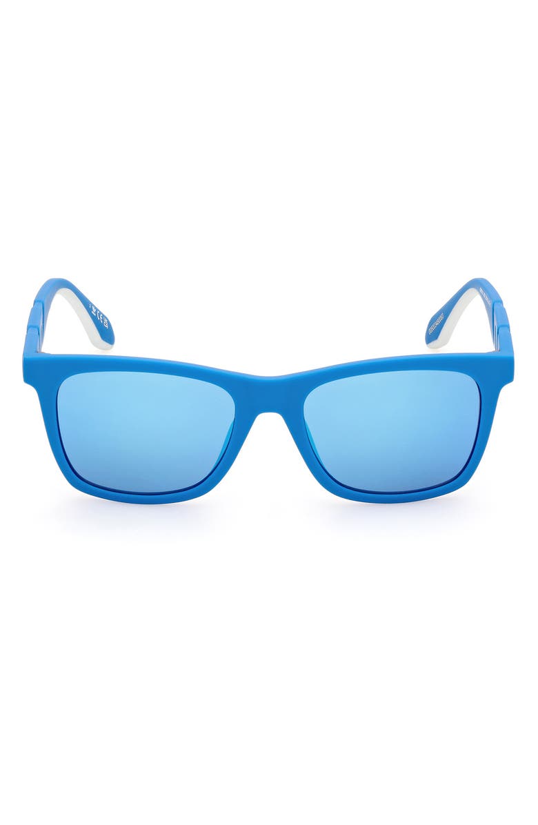adidas 53MM Navigator Sunglasses, Main, color, Matte Light Blue / Blue Mirror