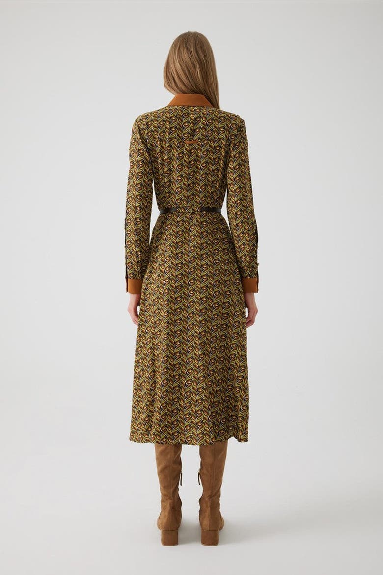 Antonia Midi Dress, Alternate, color, Brown Patterned
