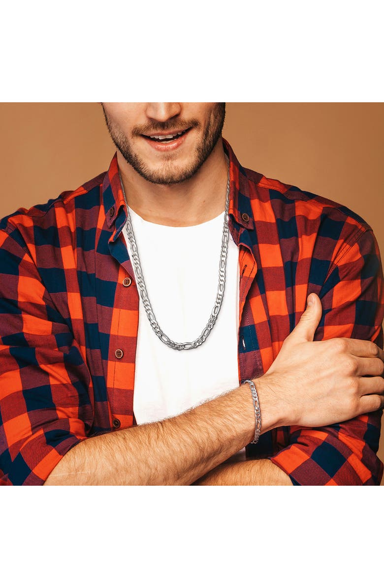 DELMAR Figaro Chain Bracelet & Necklace Set, Alternate, color, Silver