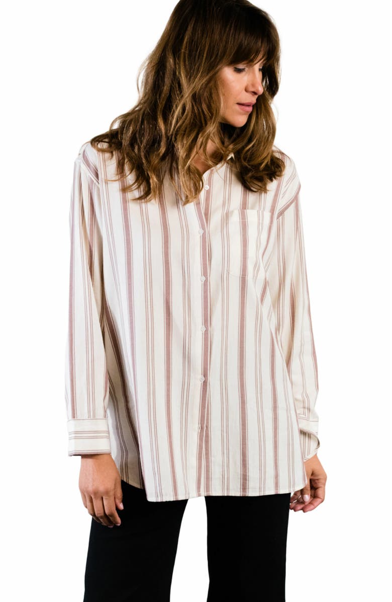 ABLE Harris Oversized Button Down Shirt, Alternate, color, 