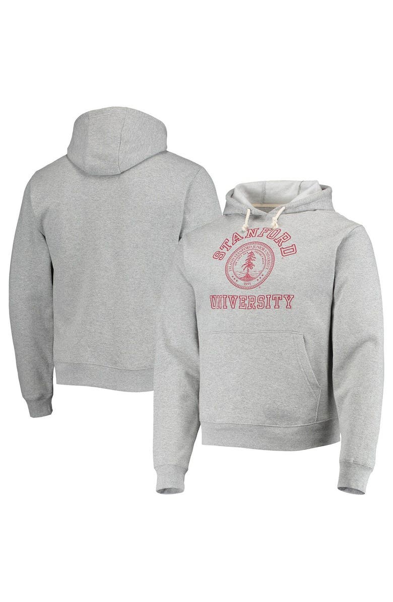 LEAGUE COLLEGIATE WEAR Men's League Collegiate Wear Heathered Gray Stanford Cardinal Seal Neuvo Essential Fleece Pullover Hoodie, Main, color, 