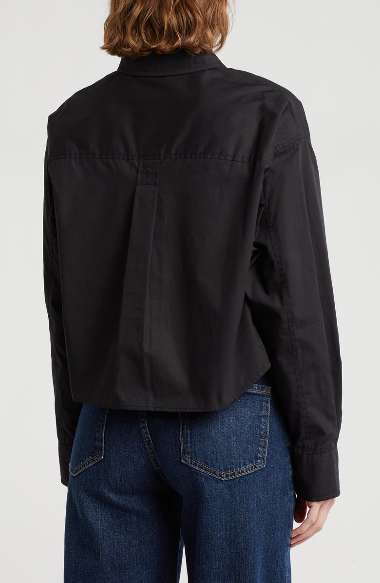 French Connection Alissa Crop Long Sleeve Shirt, Alternate, color, Black