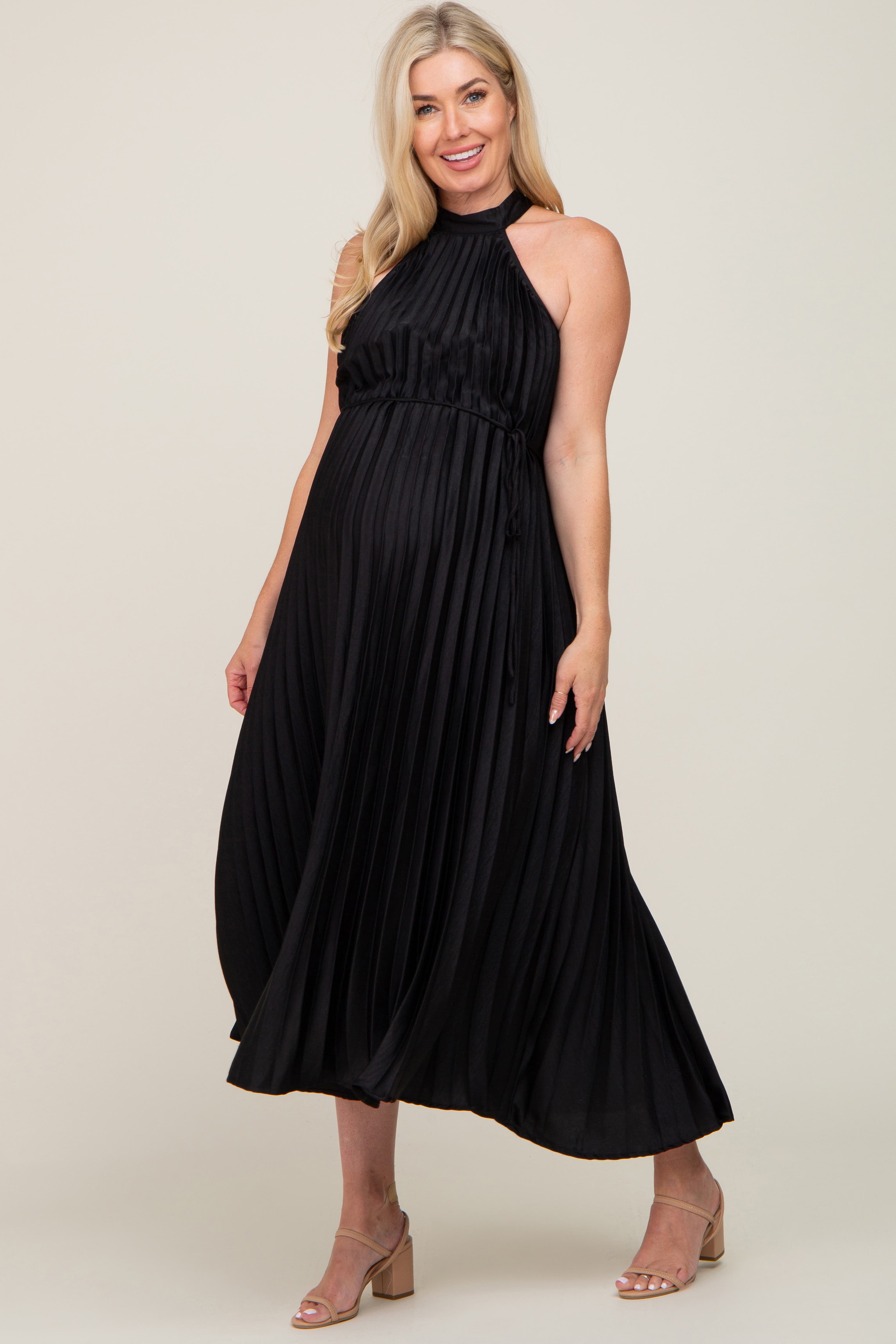 Pleated Halter Dress