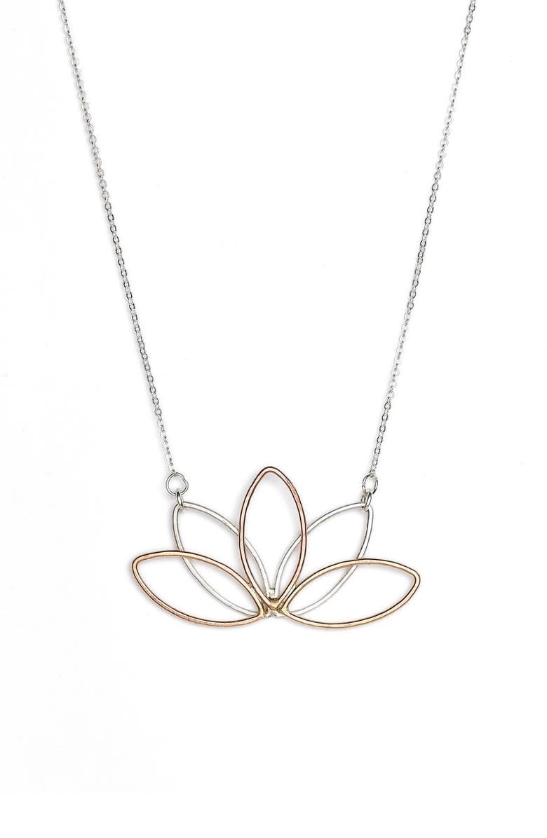 Nashelle Lotus Pendant Necklace, Main, color,