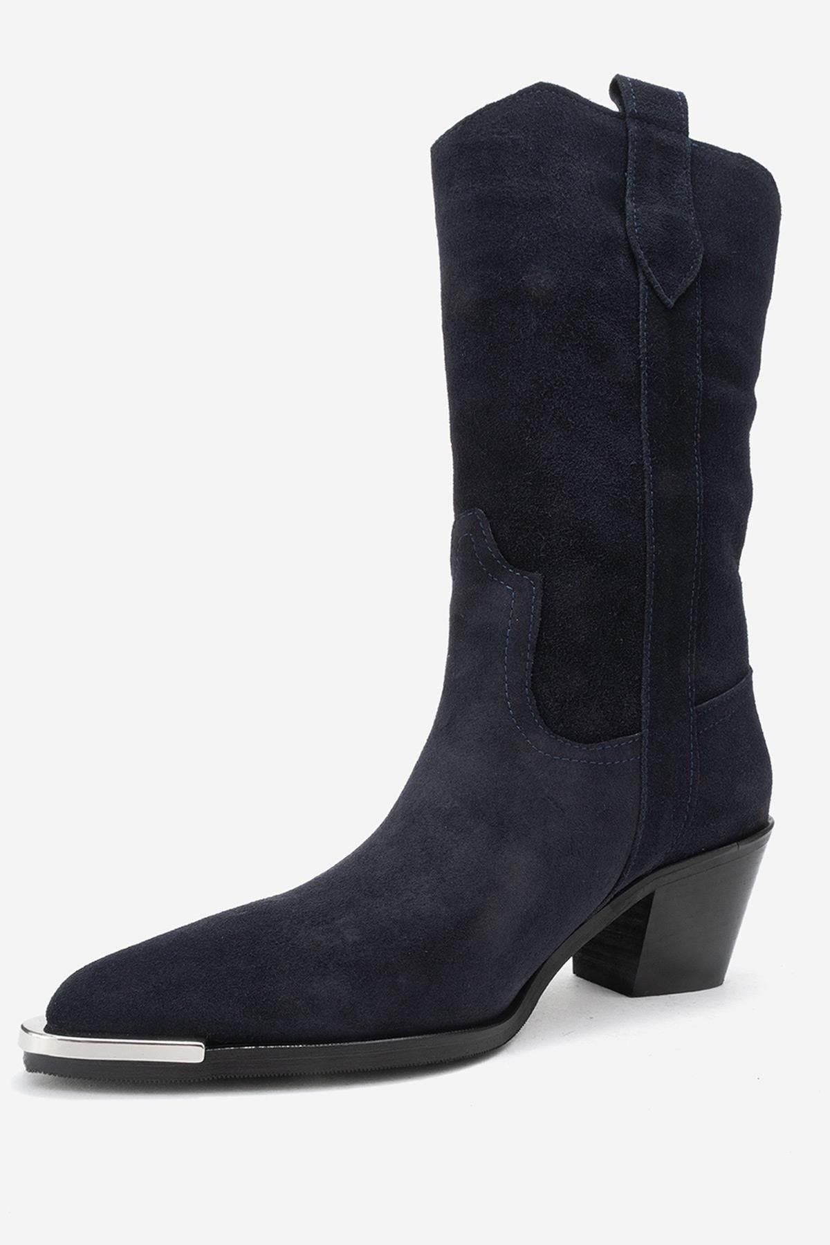 Forever & Always Shoes Alvi Leather Western Boot, Alternate, color, Navy Suede