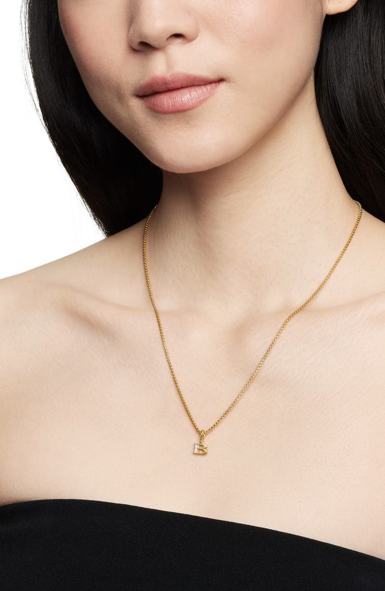 David Yurman Pavé A Initial Pendant in 18K Yellow Gold with Diamonds, Alternate, color, 18K Yellow Gold - B