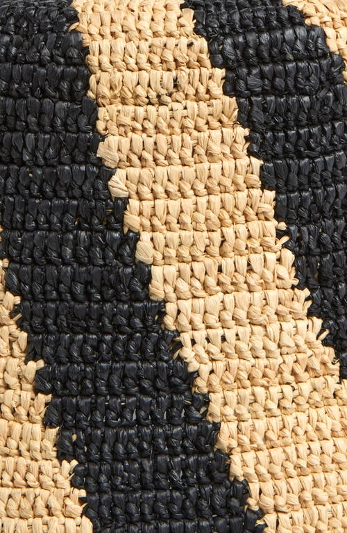 Jacquemus Le Bob Soli Leather & Raffia Bucket Hat In Natural/black 1fy