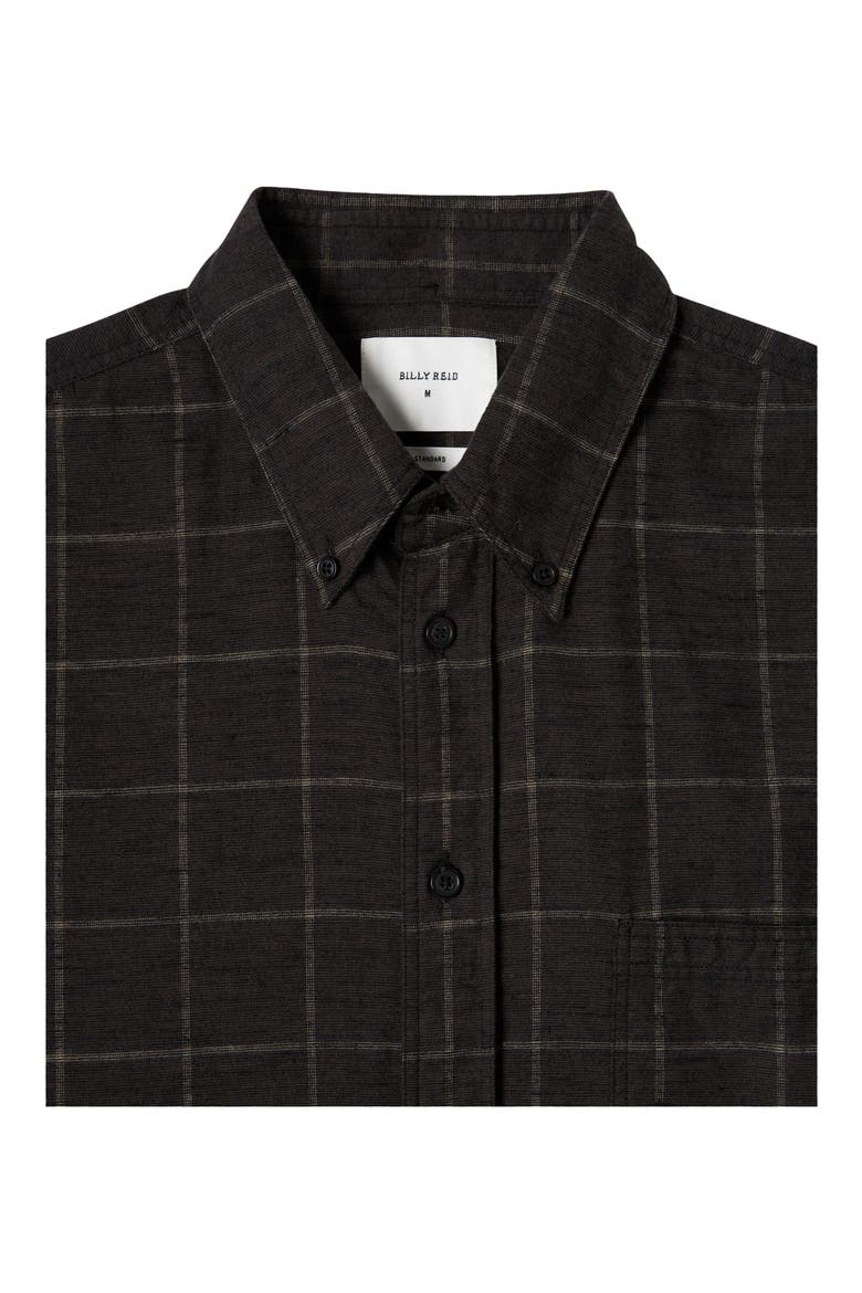 Tuscumbia Standard Fit Windowpane Cotton & Linen Button-Down Shirt, Alternate, color, BROWN/ TAN