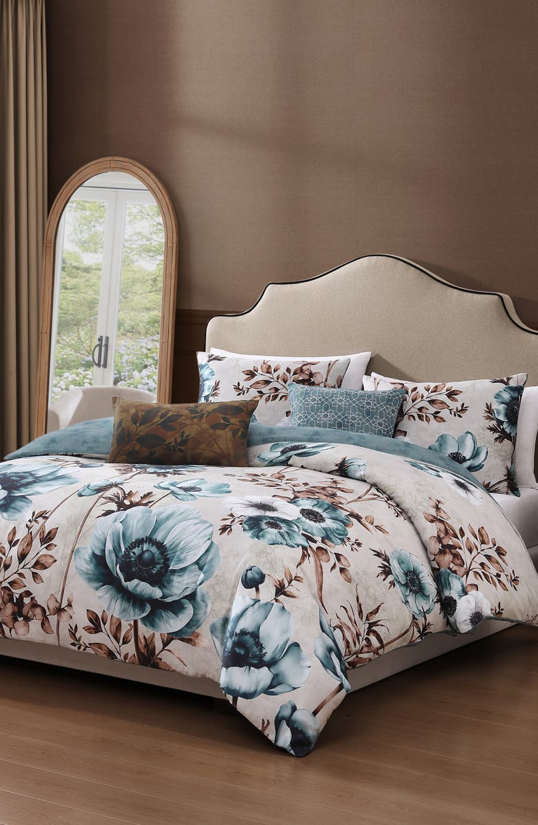 Bebejan Flowers in the Mist Reversible Cotton Sateen Comforter Set, Alternate, color, 