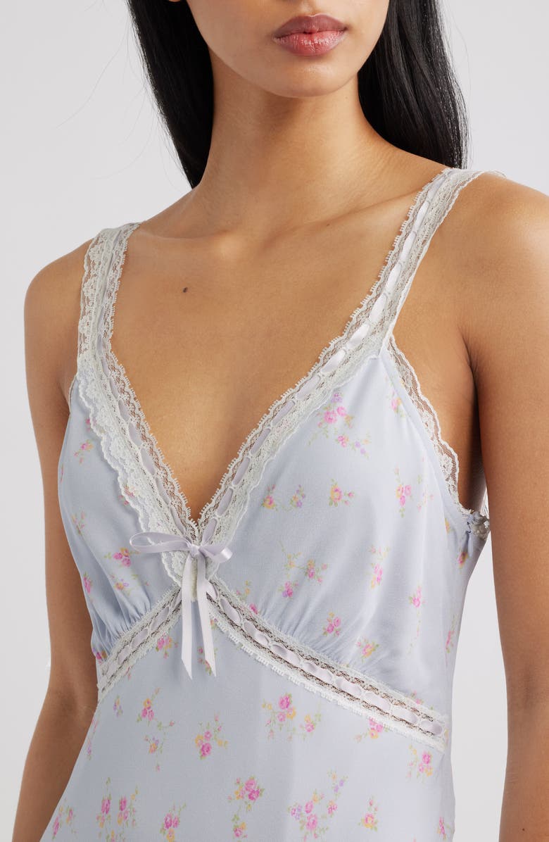 LoveShackFancy Beverly Lace Detail Slipdress, Alternate, color, Periwinkle Moon