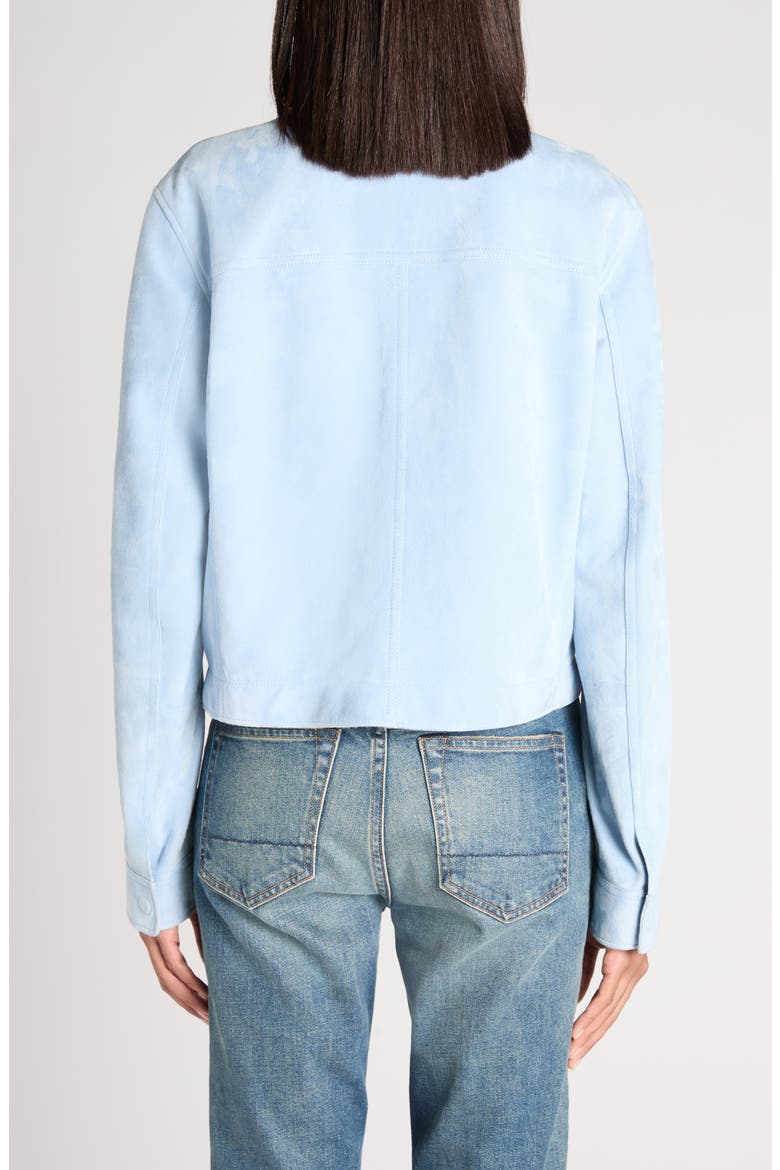 Lambskin Suede Overshirt, Alternate, color, MINERAL BLUE