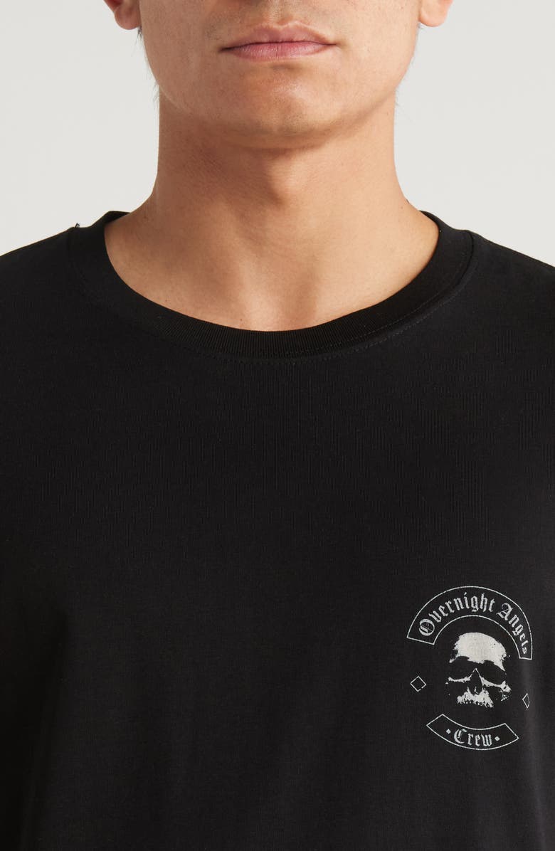 OVERNIGHT ANGELS CREW Skull Cap Oversize Cotton T-Shirt, Alternate, color, Black