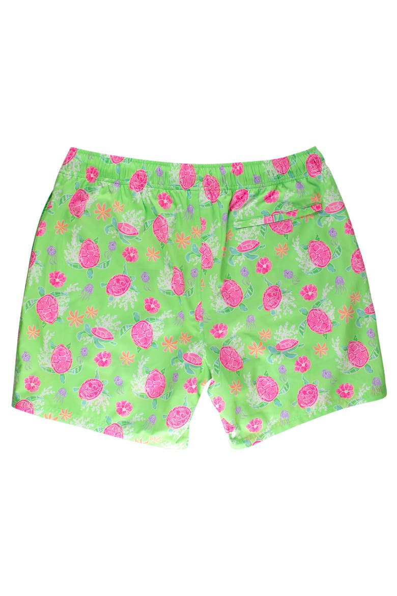 UPF50+ Sun Protected Men's Stretch Swim Trunks, Alternate, color, Neon Turtle Tide