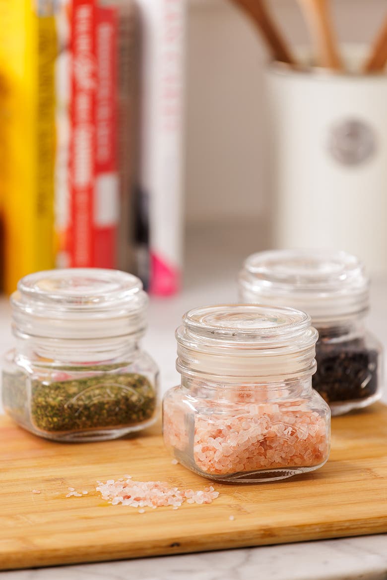 Square Push Top Storage Jars, Set of 3, 8.5 ounce, Alternate, color, Clear
