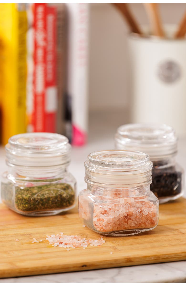 Kilner Square Push Top Storage Jars, Set of 3, 8.5 ounce, Alternate, color, Clear