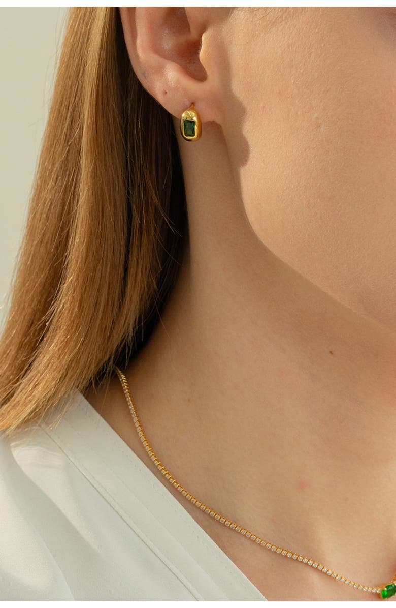 Bearfruit Jewelry Sterling Silver 18k Gold Plated Lois Huggies Bold Gold Dainty, Alternate, color, Gold