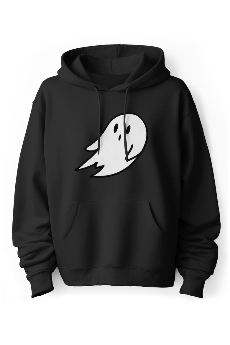 Giant Ghost Fleece Hoodie, Main, color, Black