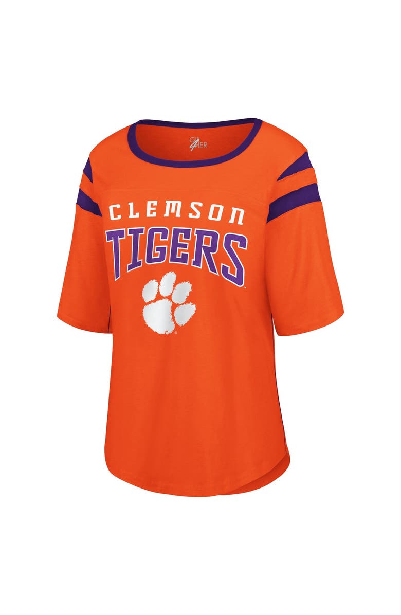 G-III 4HER BY CARL BANKS Women's G-III 4Her by Carl Banks Orange Clemson Tigers Plus Size Linebacker Half-Sleeve T-Shirt, Alternate, color, Orange