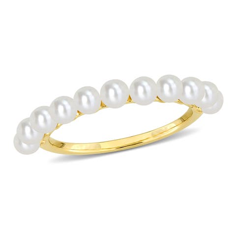 Cultured Pearl Single Row Ring 14k