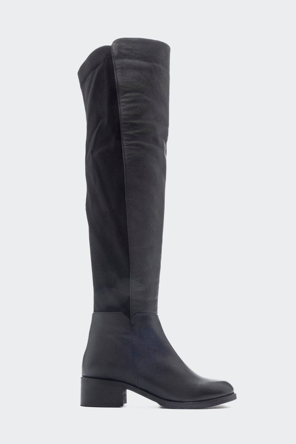Forever 
Always Shoes Cassie Leather Knee High Boot, Alternate, color, Black Leather