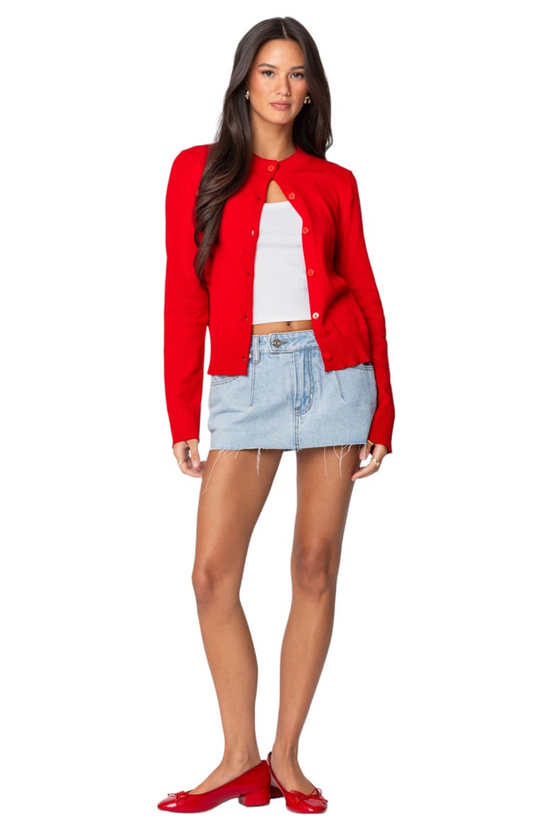 Clementine Low Rise Raw Hem Denim Miniskirt, Alternate, color, LIGHT-BLUE