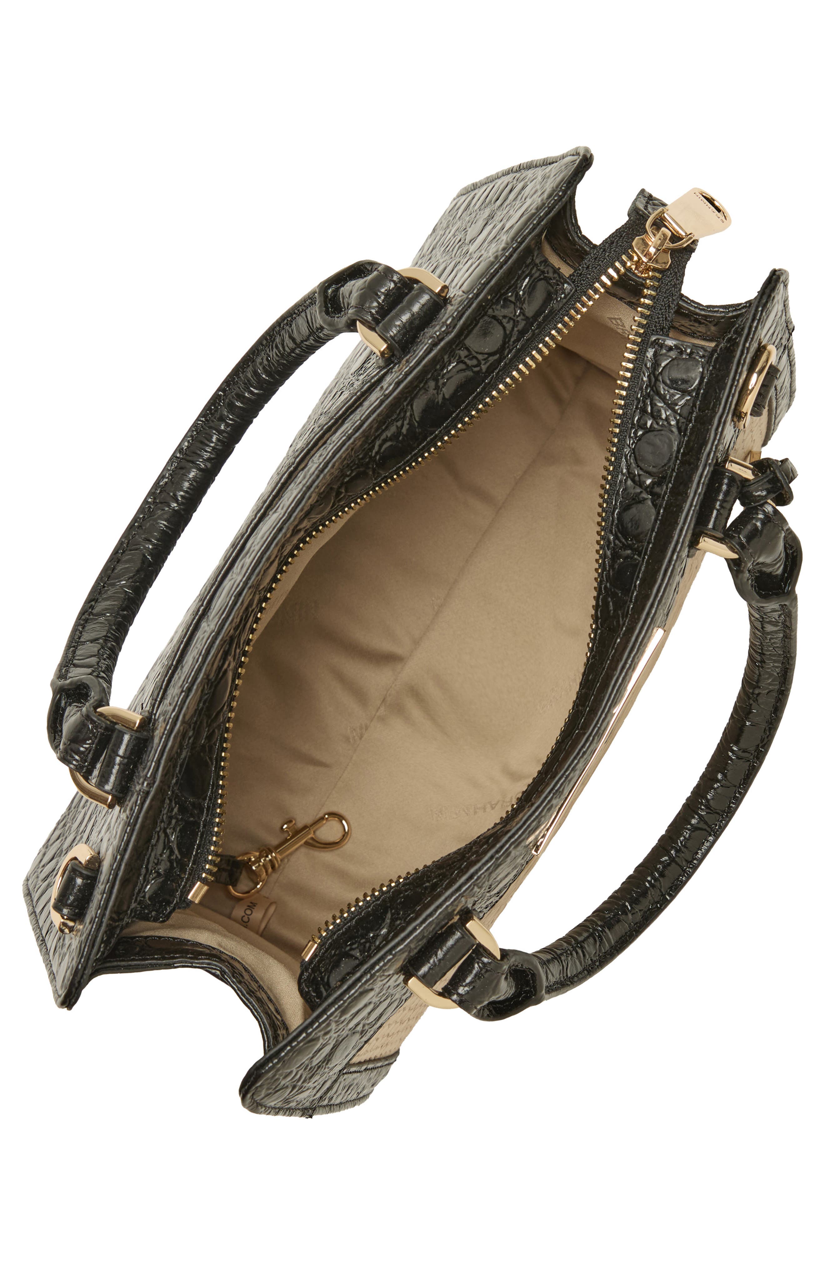 Cami Croc Embossed Leather Satchel, Alternate, color, BLACK/ BEIGE MULTI