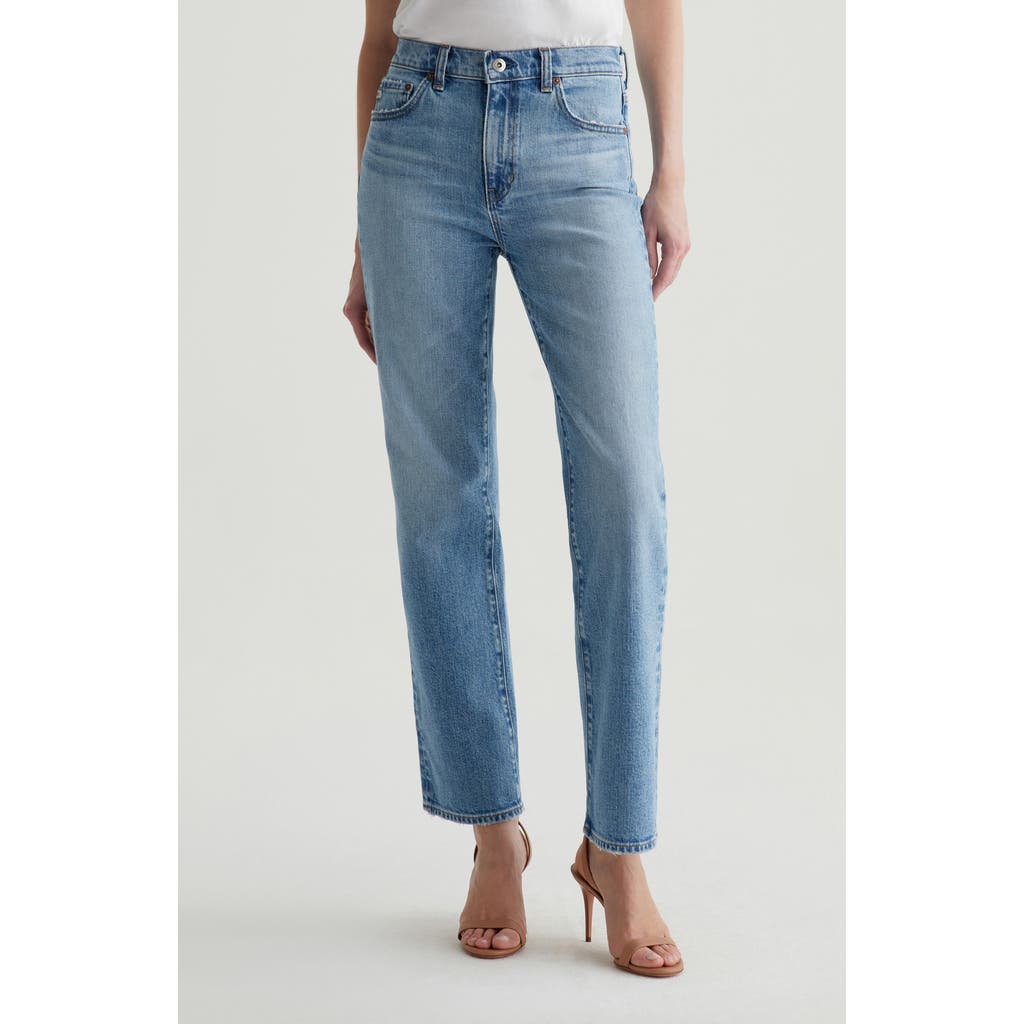 Ag Brinley Mid Rise Straight Leg Jeans In Iris In Blue