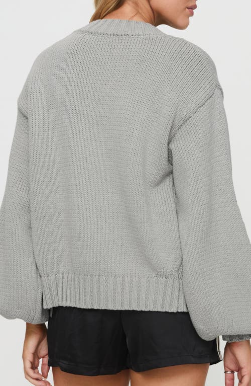 Princess Polly Edern Blouson Cotton Blend Cardigan In Grey
