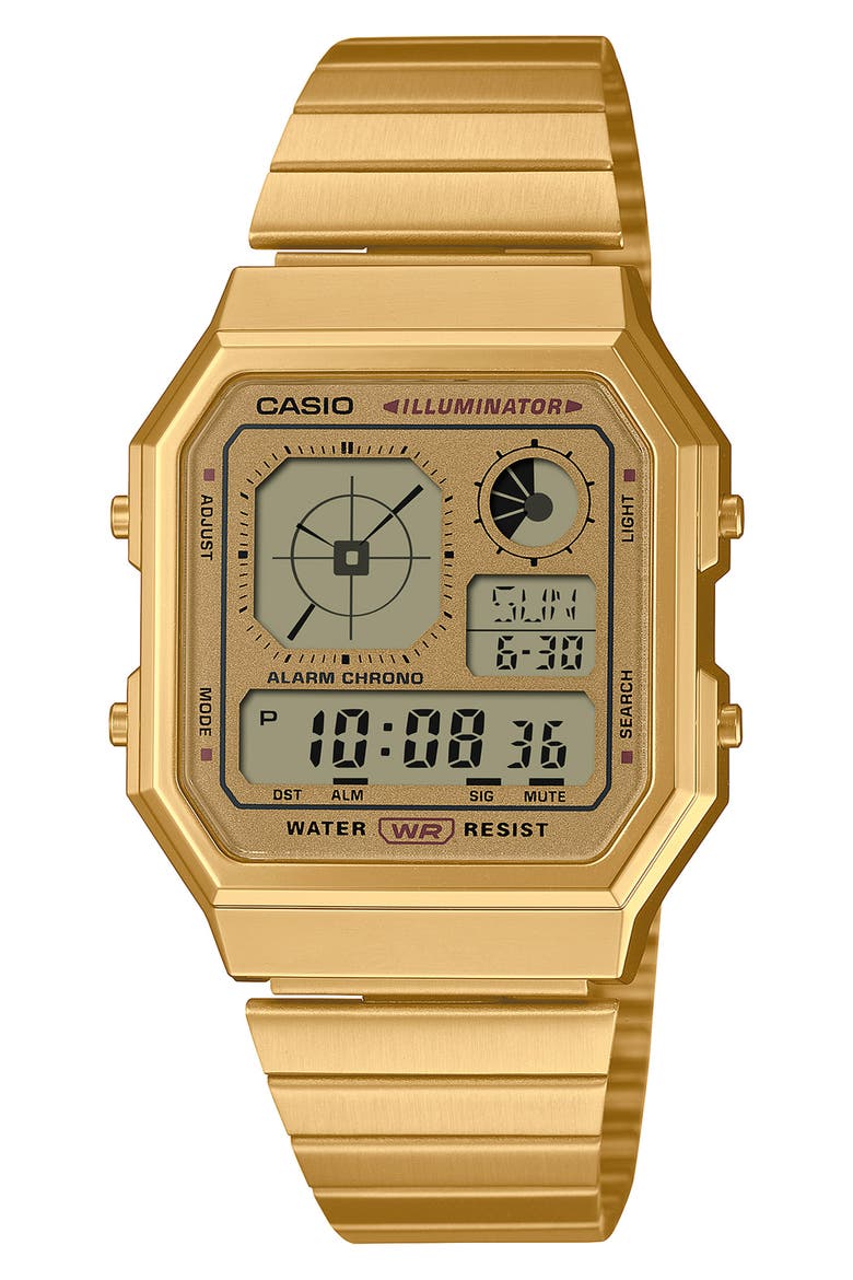 Vintage Multiface Digital Bracelet Watch, 40.5mm × 33.9mm, Main, color, GOLD
