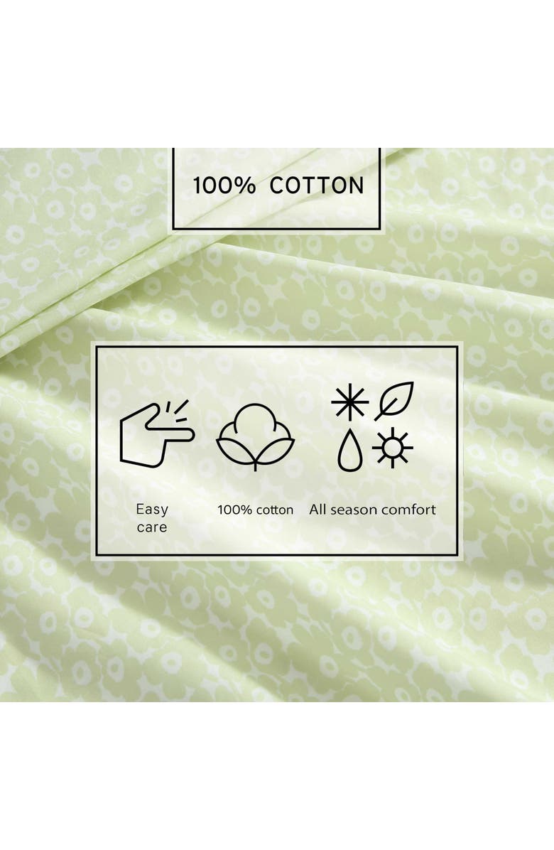 Marimekko Pikkuinen Unikko Cotton Sheet Set, Alternate, color, Light Green