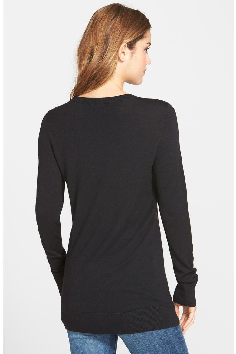 Zip Detail Pullover Sweater, Alternate, color, BLACK