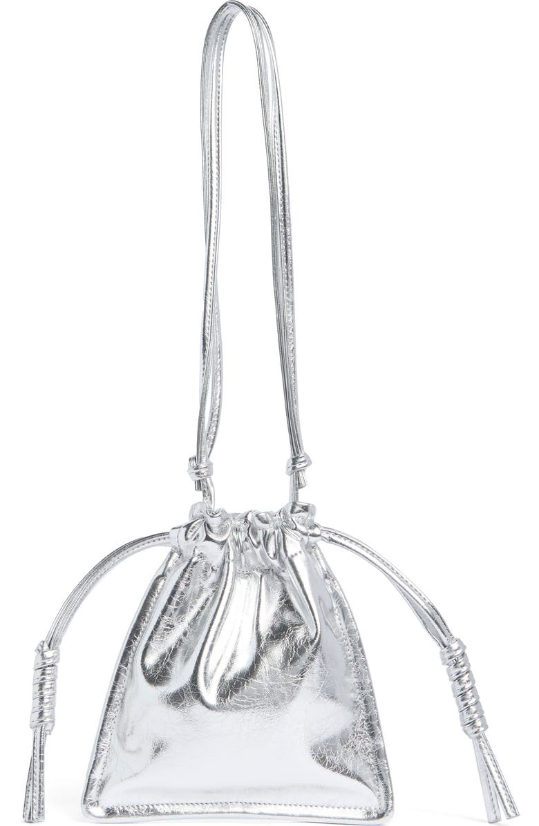 BCBG Drawstring Metallic Bag, Alternate, color, Silver