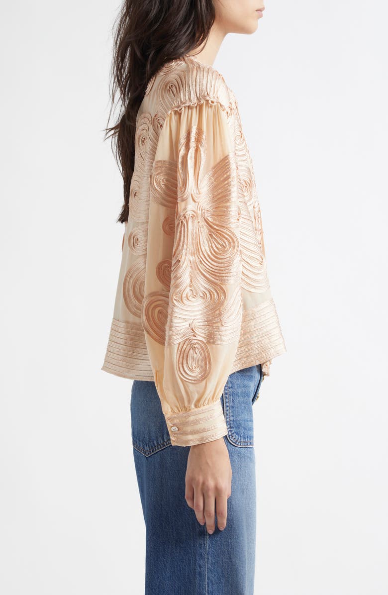 Ulla Johnson Harper Soutache Lace Silk Top, Alternate, color, 