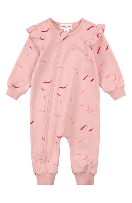 Miles The Label Ribbon Print Zip Romper In Pink