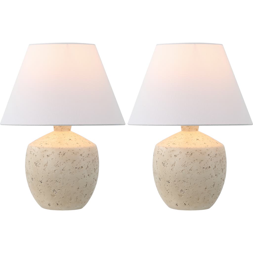 Jonathan Y Myron 18" Minimalist Scandinavian Concrete Effect Resin/iron Led Table Lamp In Cream