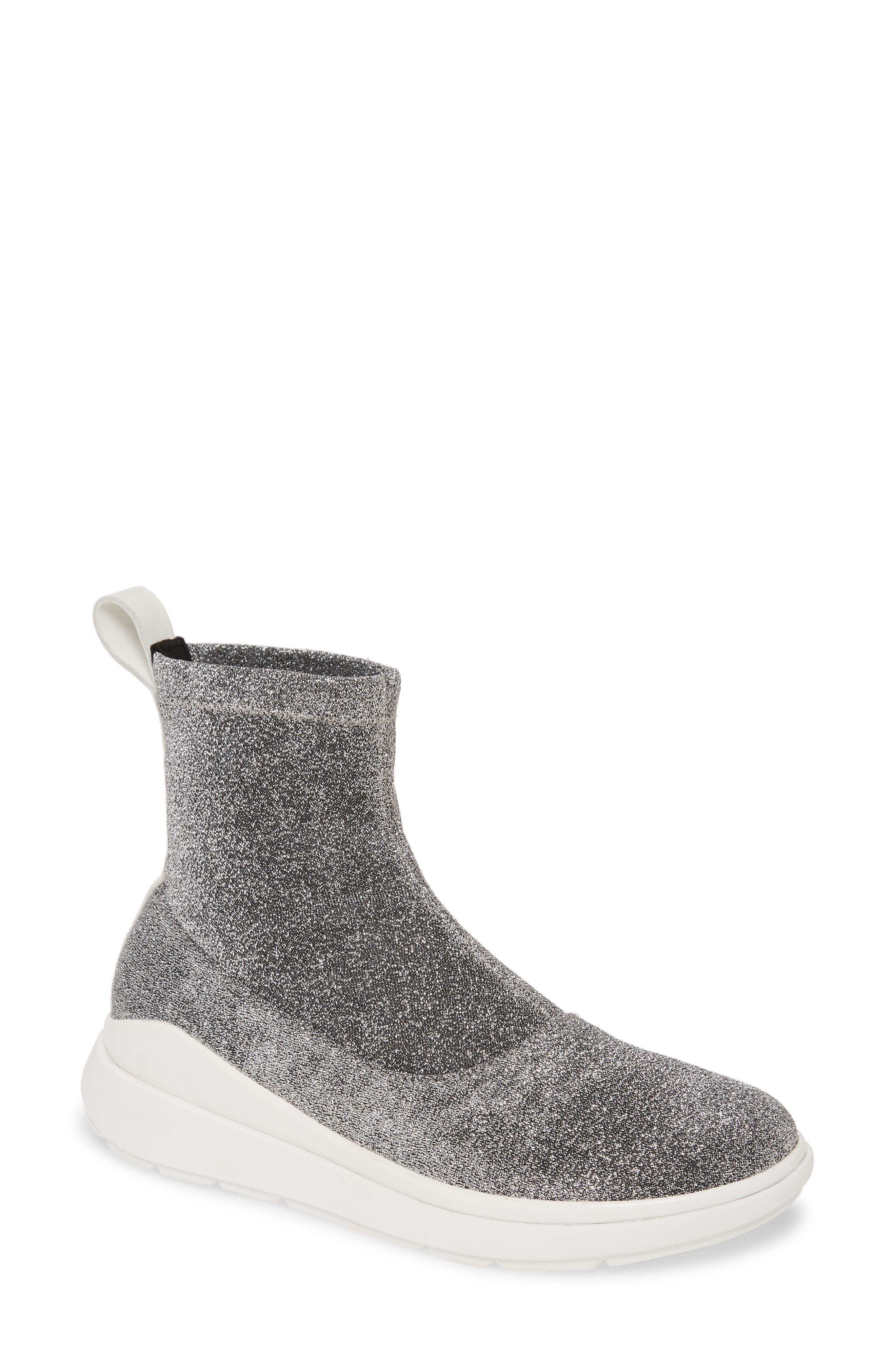 Loosh Luxe Metallic Rapid Knit Bootie, Main, color, SILVER FABRIC