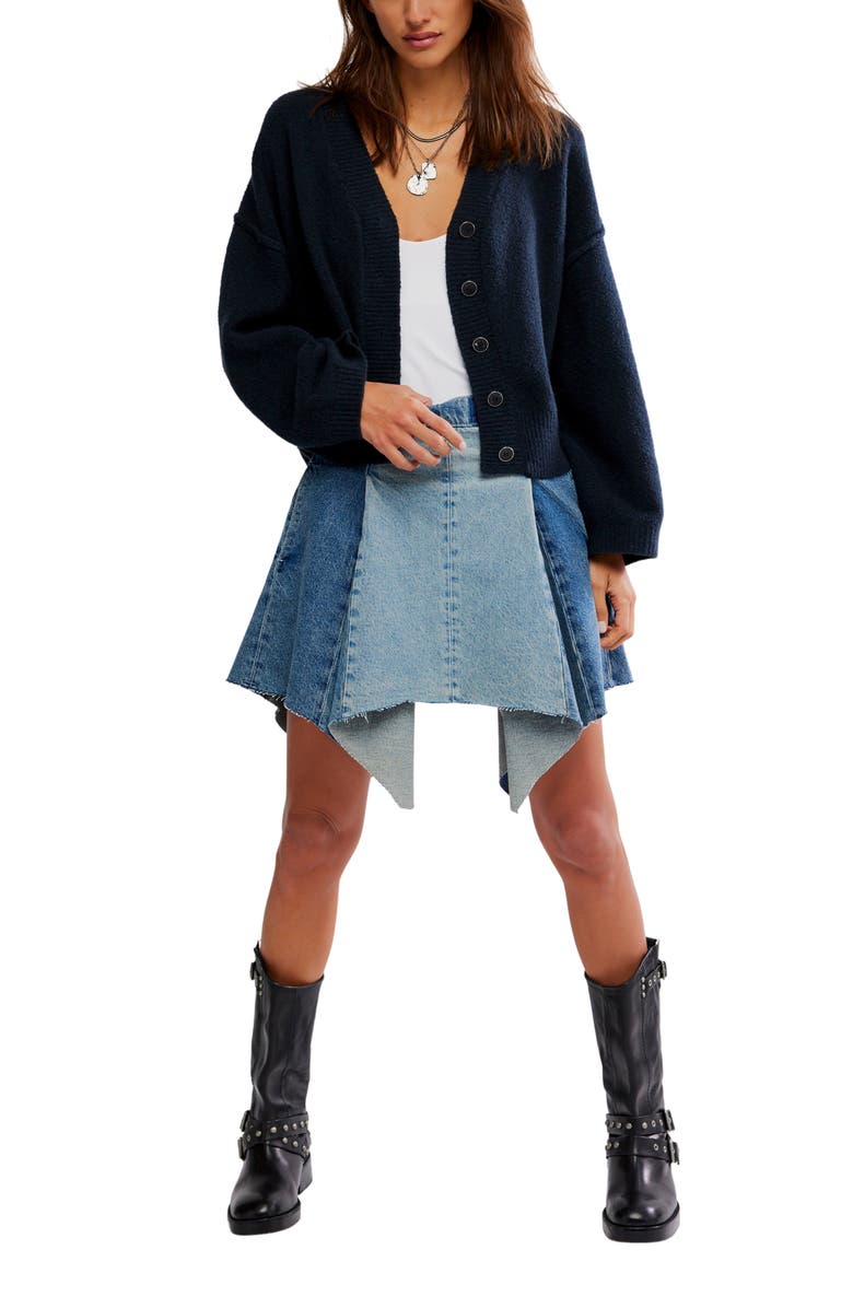 Free People Cool of the Night Cardigan, Alternate, color, Black