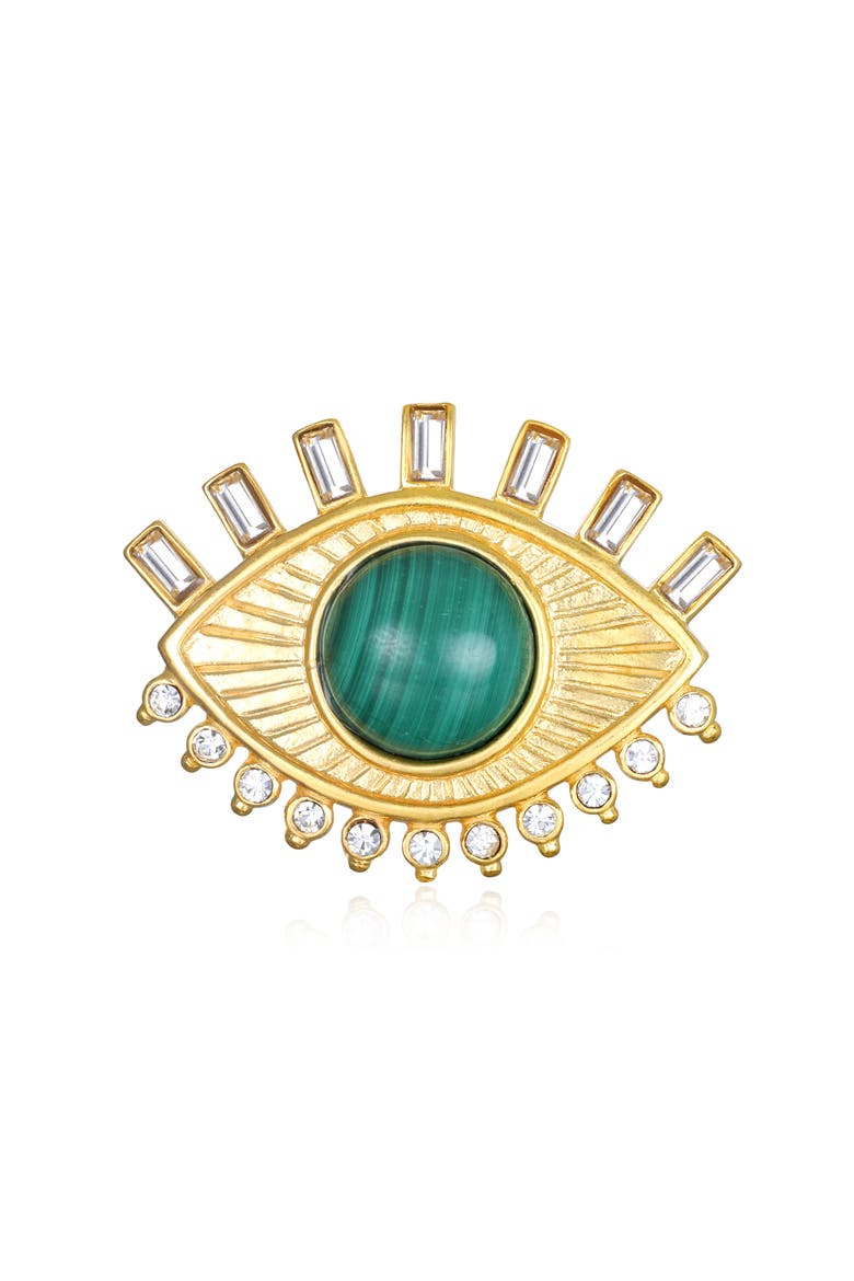 Dalila Evil Eye Talisman Brooch, Main, color, GREEN