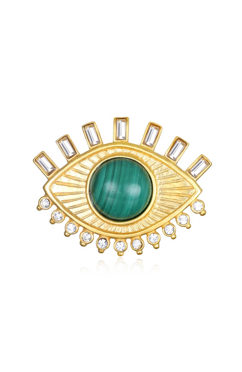 Sequin Dalila Evil Eye Talisman Brooch, Main, color, Green