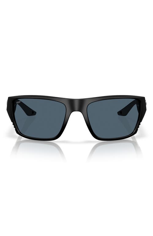 Costa Del Mar Finlet 59mm Polarized Rectangular Sunglasses In Matte Black/gray 580p