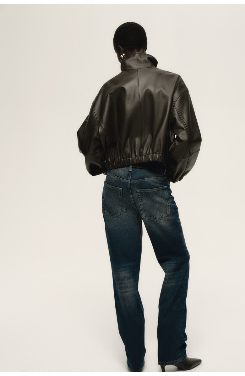 H&M Straight High Jeans, Alternate, color, Washed Denim Blue